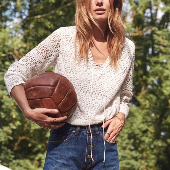 🆕 SEZANE Albane Blouse Rare Marine Color Way NWT - Picture 3 of 8